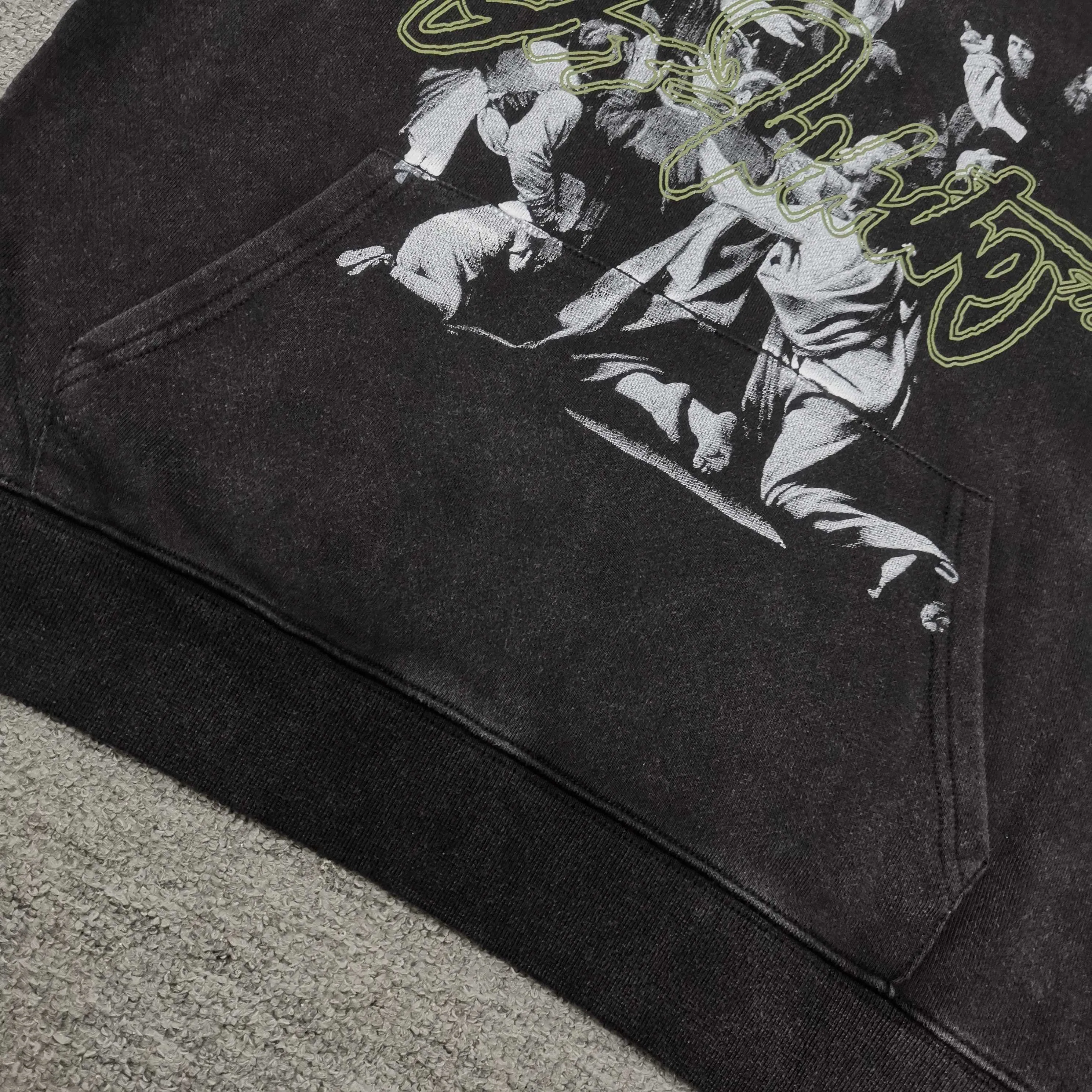 off white 25ss religious portrait oil painting 460g washed hooded sweatshirt Color: washed black Size: S M L XL P410